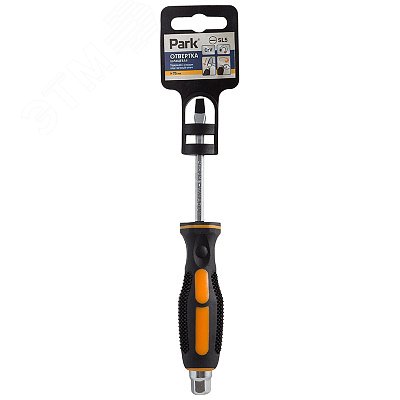 Отвертка ударная SL5х7,5см с упором под гаечный ключ, двухкомпонентная рукоятка, шлицевая