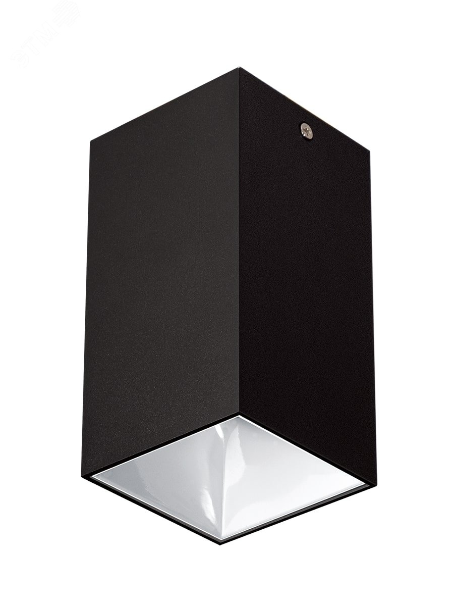 Светильник светодиодный ДПО GU10 без лампы квадратный черный корпус белый рефлектор