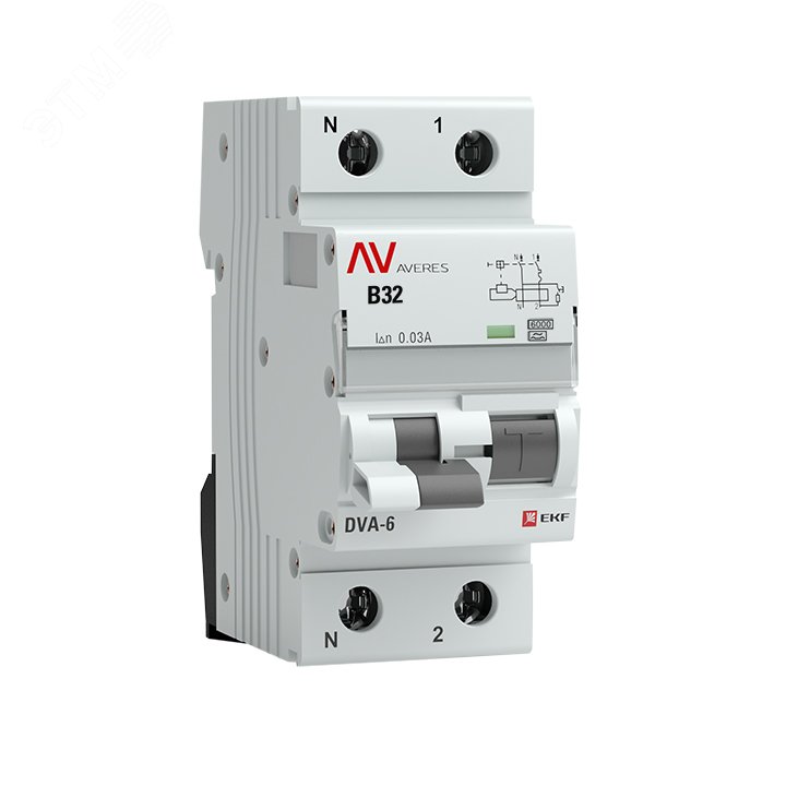 Автомат дифференциальный DVA-6 1P+N 32А (B) 30мА (A) 6кА AVERES