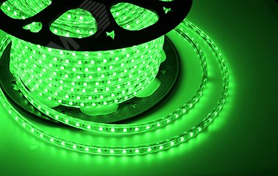 Лента LED герметичная в силиконовой оболочке 220В 13х8мм IP65 SMD 5050 60 диодов/метр зеленый (бухта 50м)