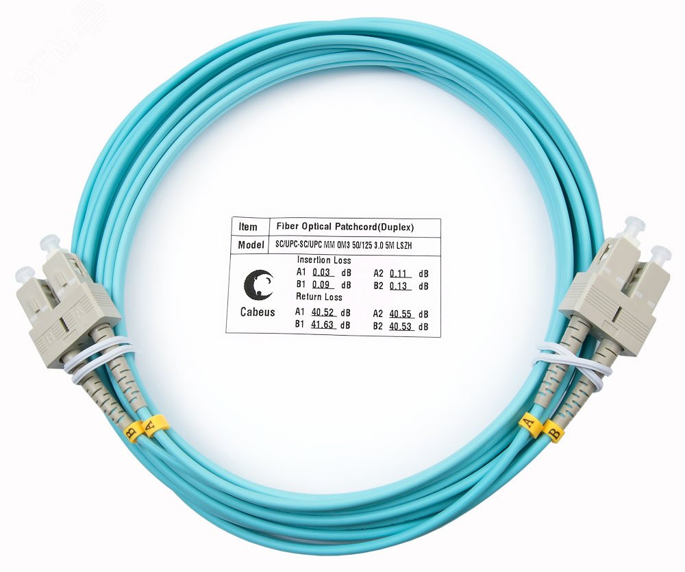 Шнур оптический duplex 5м SC-SC 50/125 мм OM3 LSZH