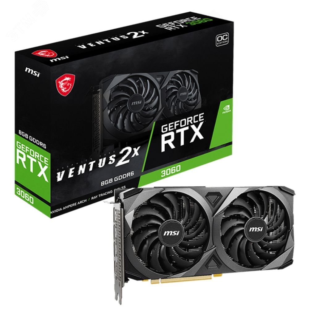 Видеокарта RTX3060 VENTUS 2X OC, NVIDIA GeForce GA106, 8 ГБ GDDR6, PCI-Express 4.0