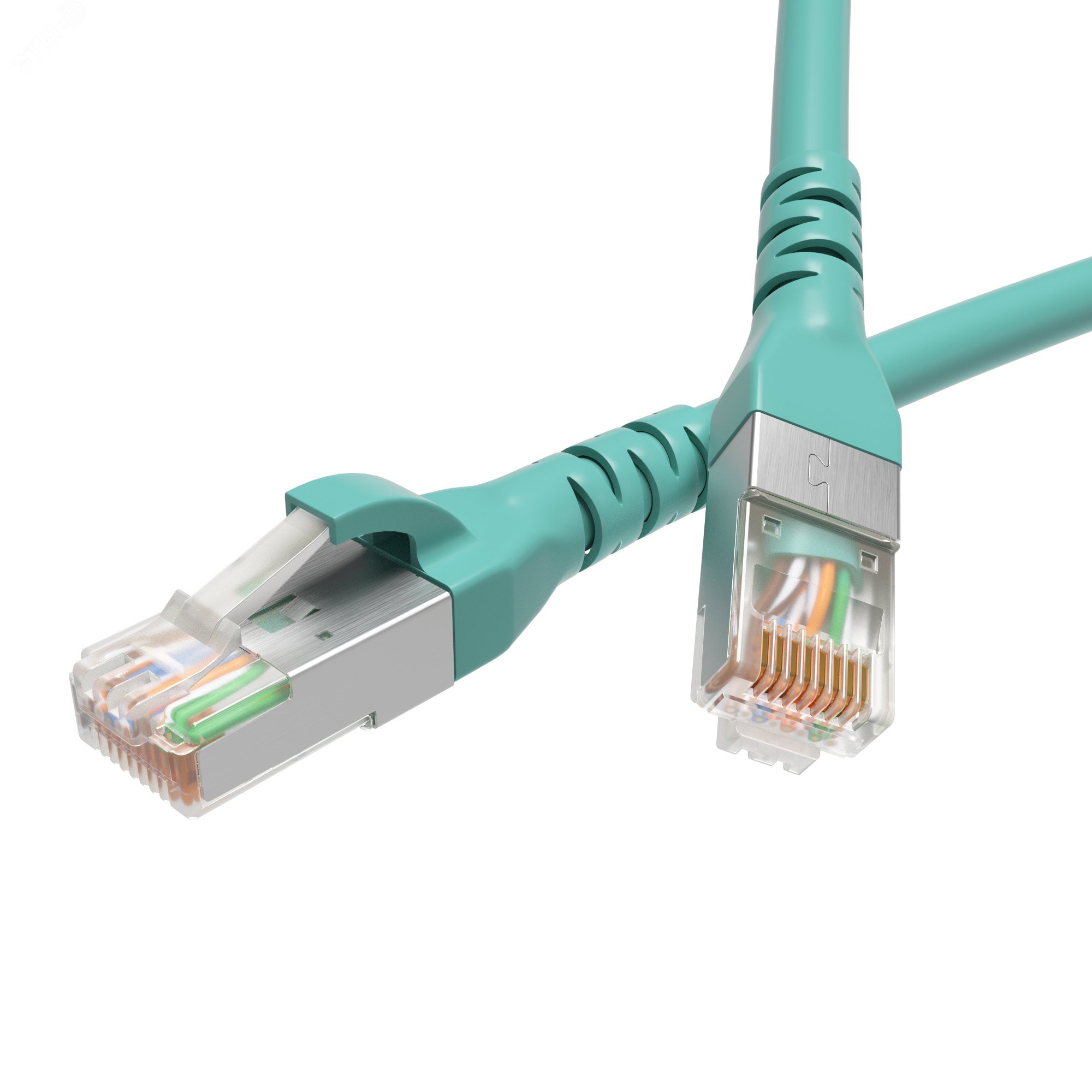 Патч-корд экранированный CAT6A S/FTP 4х2. LSZH. бирюзовый. 3.0 м