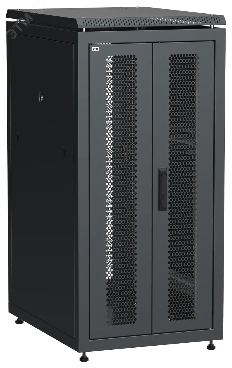 Шкаф напольный сетевой 19' LINEA N 24U 600х800мм передняя распашная перфорированная дверь задняя перфорированная черный
