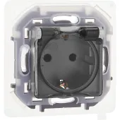 Розетка 2К+З IP 44 с откидной крышкой и шторками немецкий стандарт 16 А 250 В~ INSPIRIA алюминий