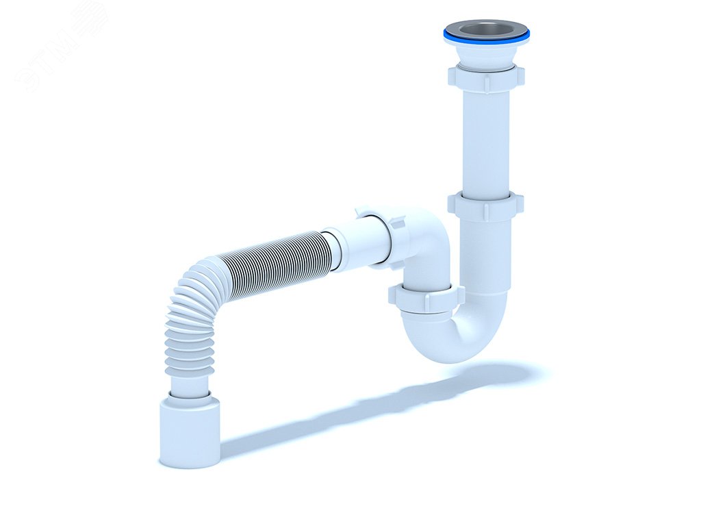 Сифон для мойки АНИ 1 1/2' x 40 прямоточный с гибкой трубой 40x50