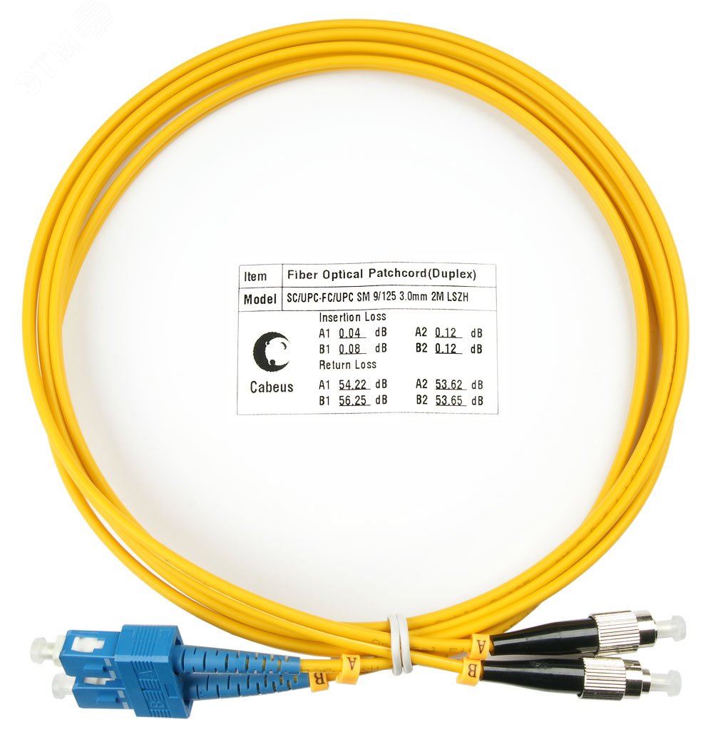 Шнур оптический duplex 2м SC-FC 9/125 sm LSZH