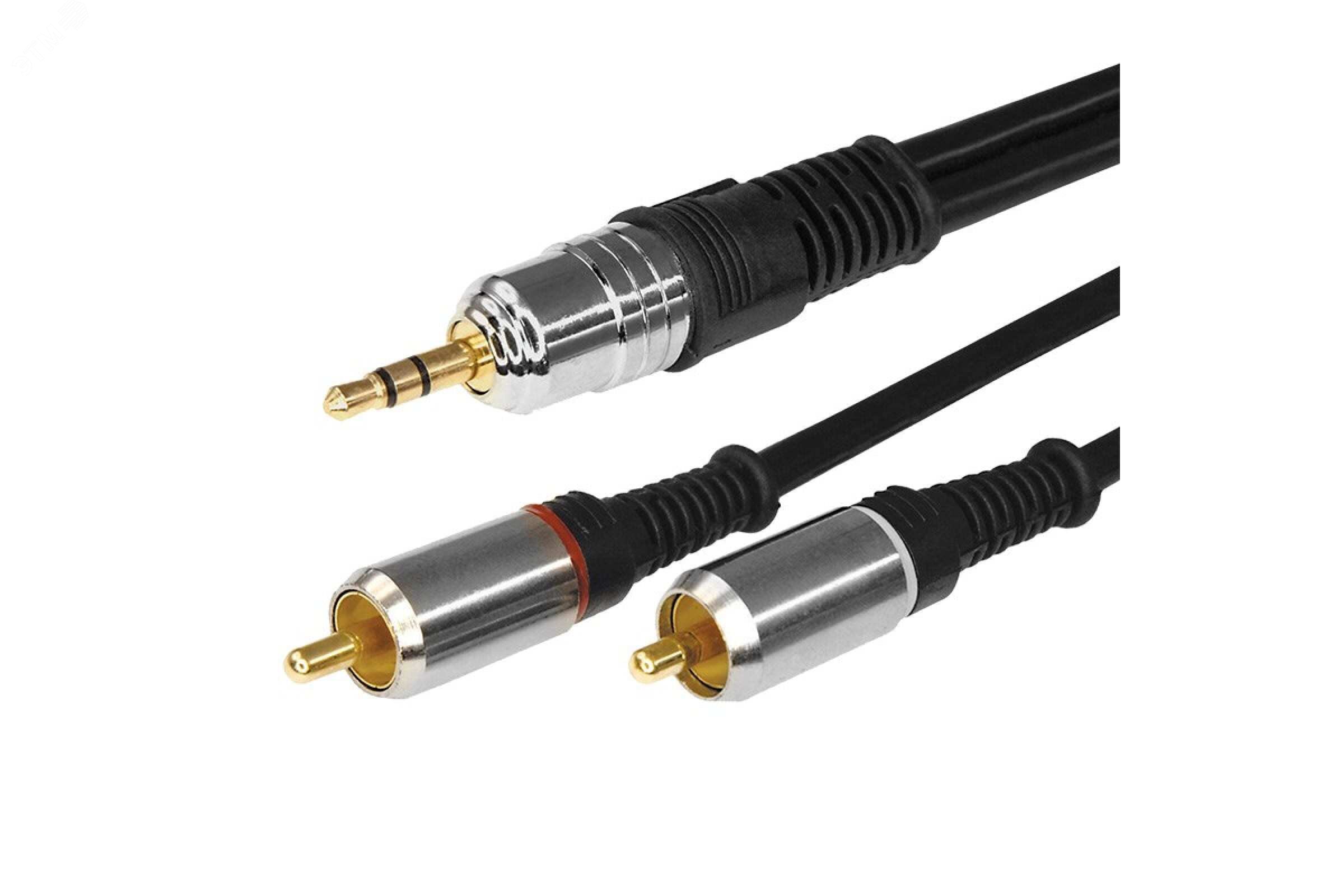 Аудио кабель 3.5 мм - 2 RCA, 1,5 м, GOLD-металл