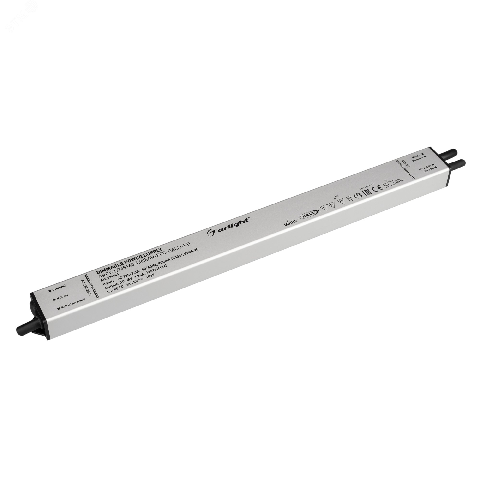 Блок питания ARPV-LG48160-LINEAR-PFC-DALI2-PD (48V, 3.34A, 160W) (IP67 металл, 5 лет)