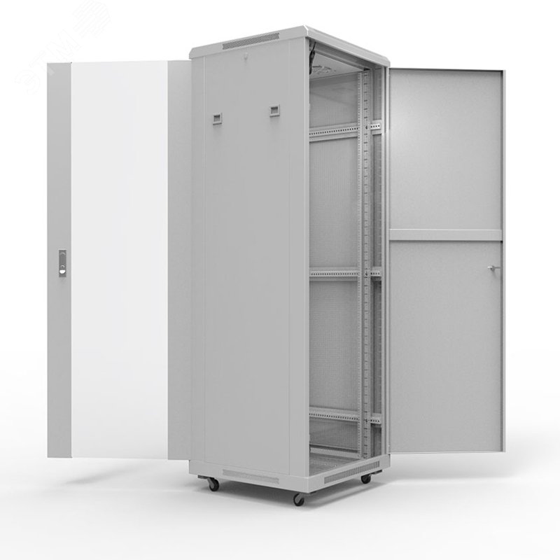Шкаф напольный 19 Standart 22U 0.6х1м стекло-металл RAL7035 из 3частей,