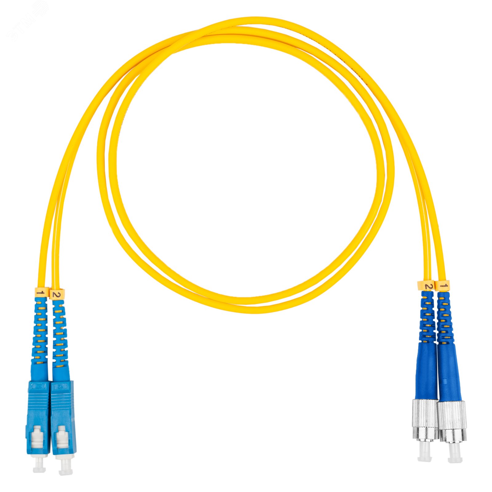 Шнур оптический коммутационный (патч-корд), SC-FC, дуплекс (duplex) OS2, нг(А)-HF, желтый, 3,0 м