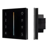 Панель Sens SMART-P43-MIX Black (230V, 4 зоны, 2.4G) (ARL, IP20 Пластик, 5 лет)