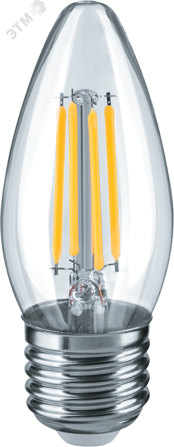 Лампа светодиодная LED 4вт Е27 теплый свеча FILAMENT