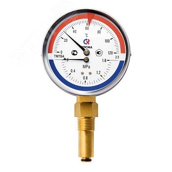 Термоманометр радиальный ТМТБ-31Р.1, 0...150С, 0...1.6 МРа 1/2' кл.2.5