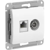 GLOSSA РОЗЕТКА двойная ТВ + компьютерная RJ45, кат. 5Е, БЕЛЫЙ