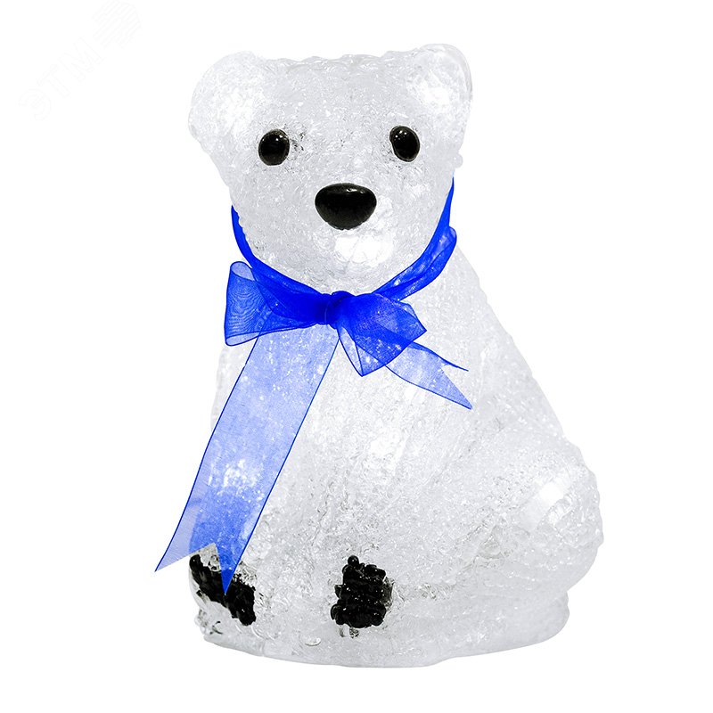 Фигура акриловая светодиодная белый Мишка 20 см, 4,5 В, 3 батарейки AA (не входят в комплект), 20 светодиодов