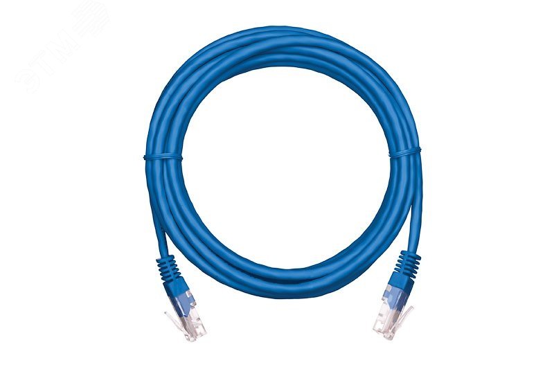 Шнур U/UTP 4 пары категория 5e 2хRJ45/8P8C T568B медный PVC синий 1м 10шт.