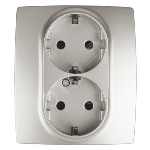 Розетка 2X2P+E Schuko со шторками, 16A-250В, Эра12, перламутр, 12-2104-15