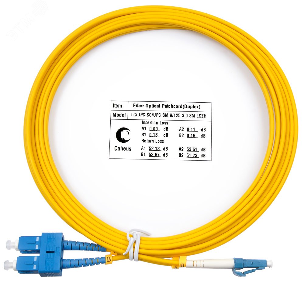 Шнур оптический duplex 3м LC-SC 9/125 sm LSZH