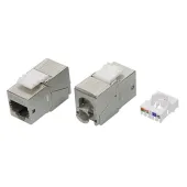 Модуль Keystone RJ45 CAT 6 экранированный (STP). 180 градусов. серебристый