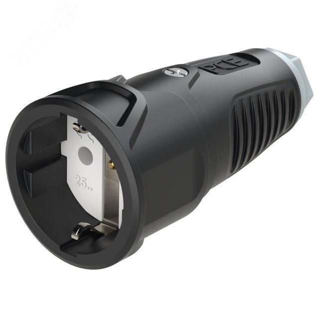 Розетка каб 16A/250V/2P+E/IP20 корпус черный, маркер серый