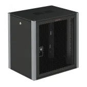 Шкаф телекоммуникационный настенный 19' 15U дверь перфорированная IP20. 600x350x720mm(ШхГхВ) цвет черный(RAL 9004/RAL7000)