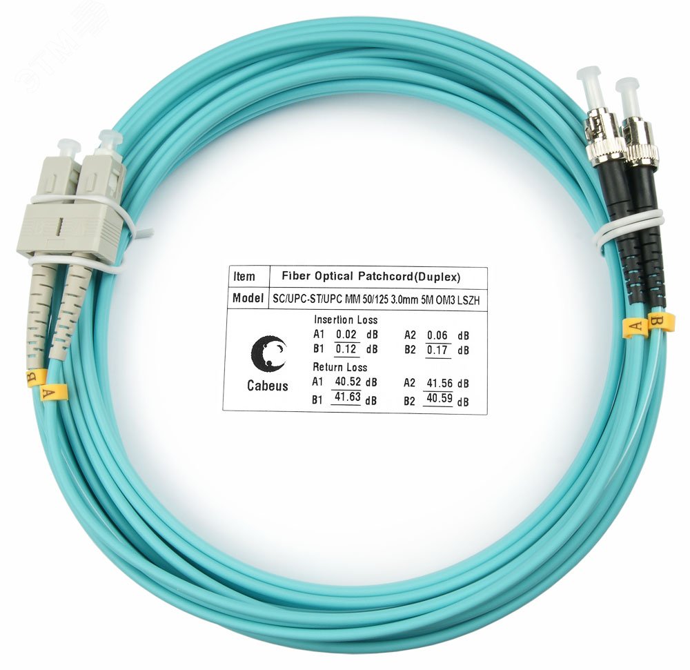 Шнур оптический duplex 10м SC-ST 50/125 мм OM3 LSZH