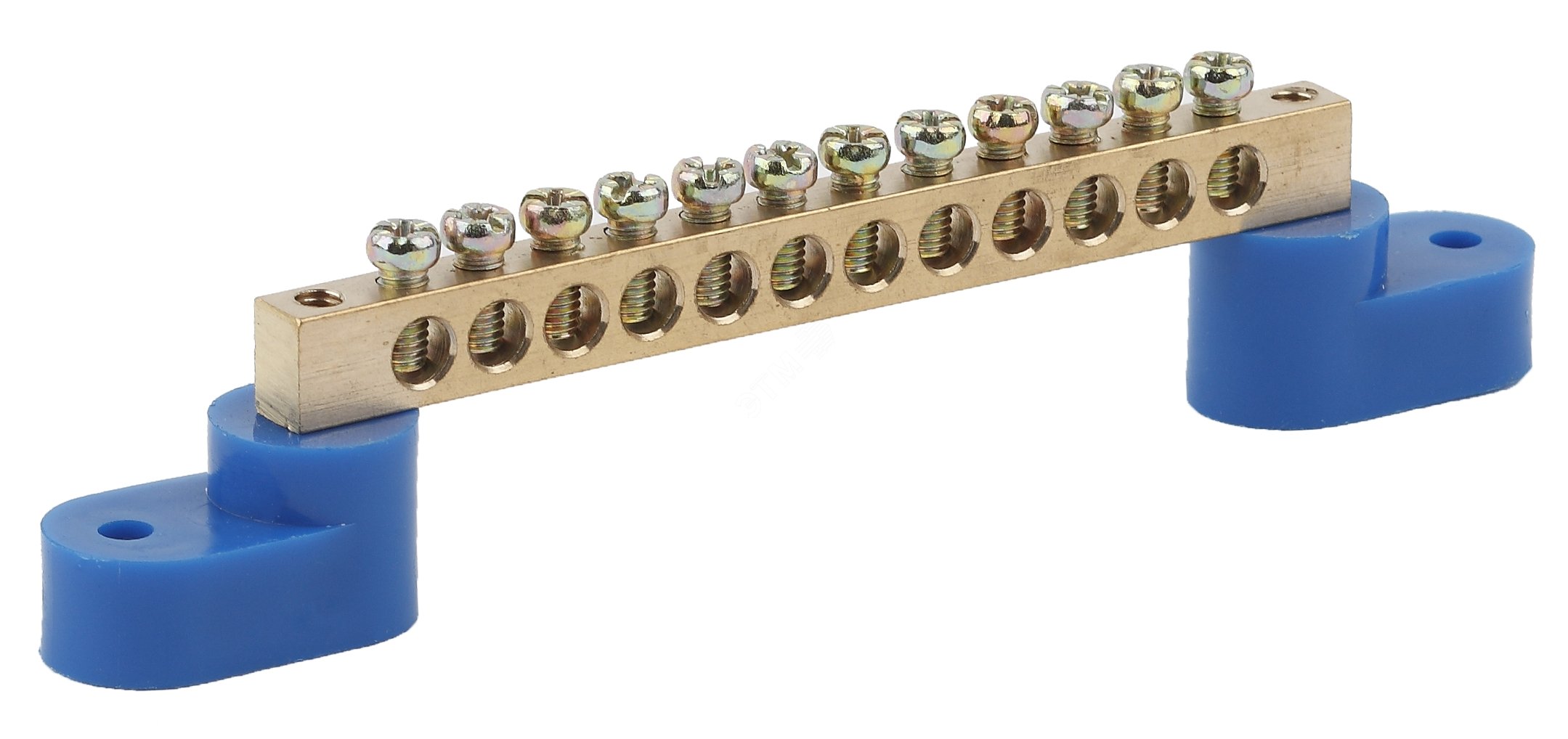 Шина N  ноль  на двух угловых изол ШНИ-6х9-8-У2-синий