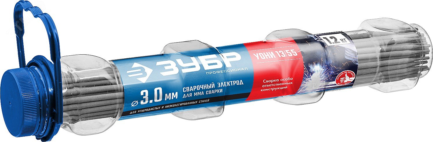 Электроды УОНИ 13/55 с основным покрытием, d 3.0 х 350 мм, 1,2 кг в ПВХ тубе, Профессионал.