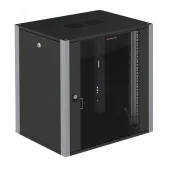 Шкаф телекоммуникационный настенный 19' 6U дверь стекло IP20. 600x350x315mm(ШхГхВ) цвет черный(RAL 9004/RAL7000)