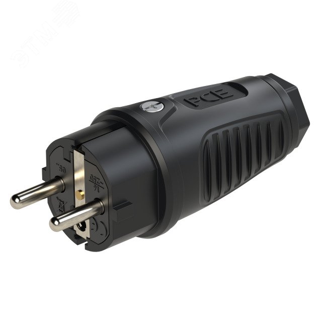Вилка каб 16А/250V/2P+E/IP44 корпус черный, маркер черный
