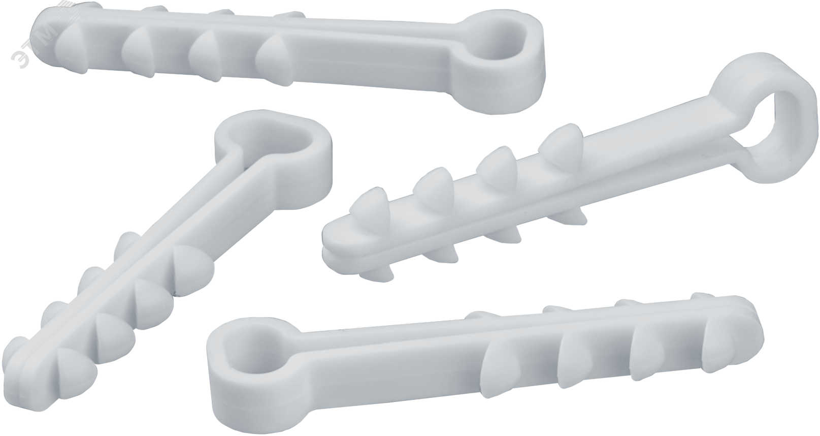 Дюбель-хомут для плоского кабеля 6х12мм белый (100 шт в упак)