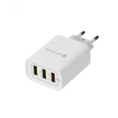 Сетевое зарядное устройство для iPhone iPad 3хUSB 5V 3А + 1А + 1А белое,