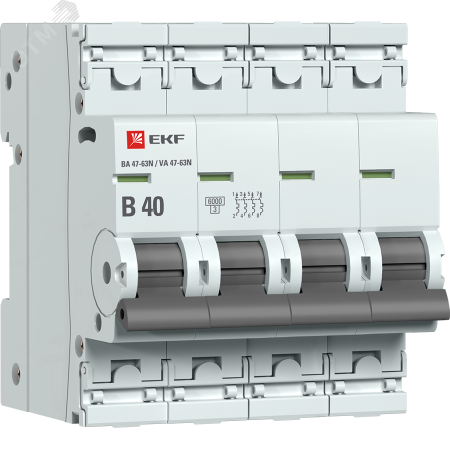 Автоматический выключатель 4P 40А (B) 6кА ВА 47-63N PROxima