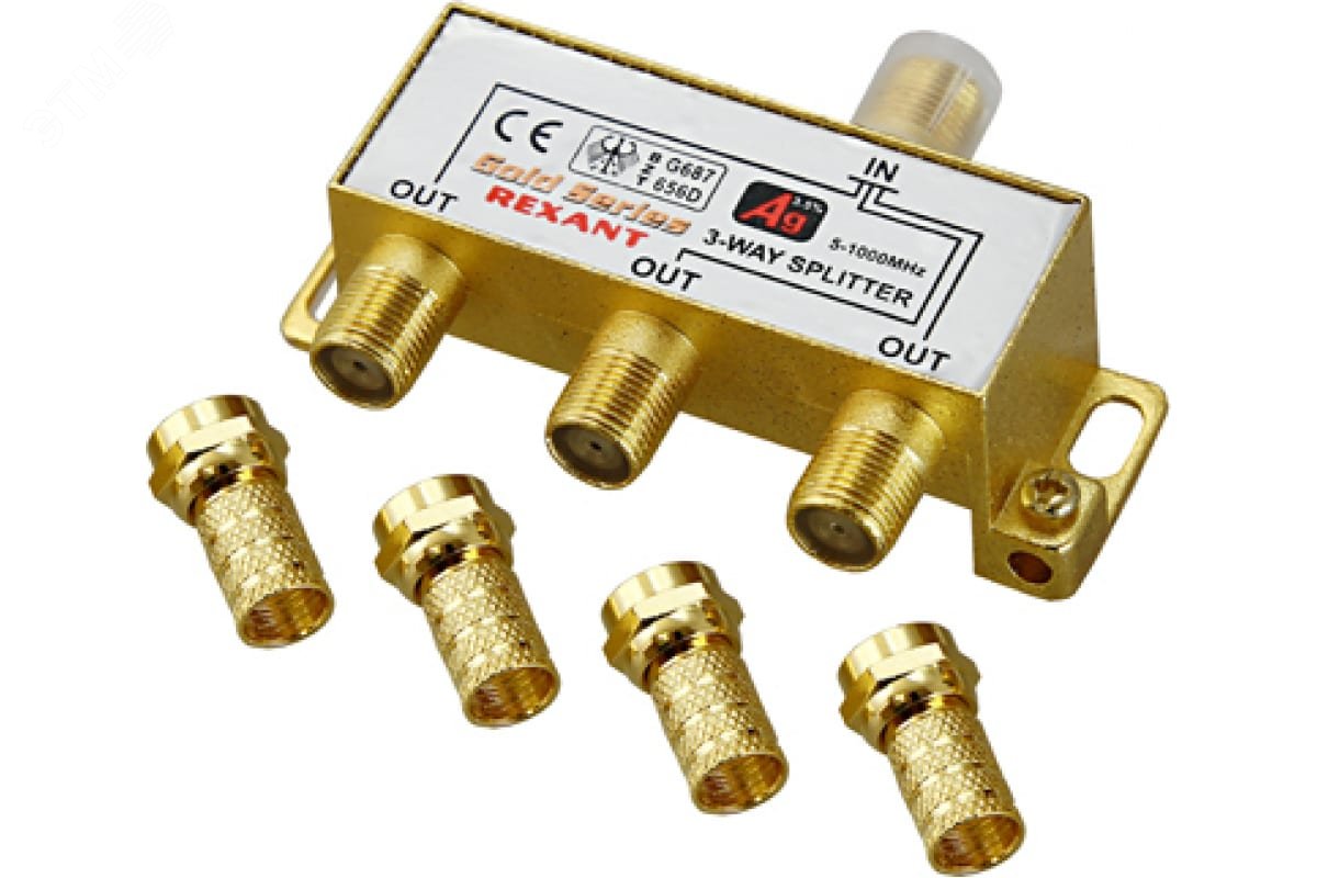 Делитель ТВ х 3 + 4шт. F BOX 5-1000 МГц GOLD,