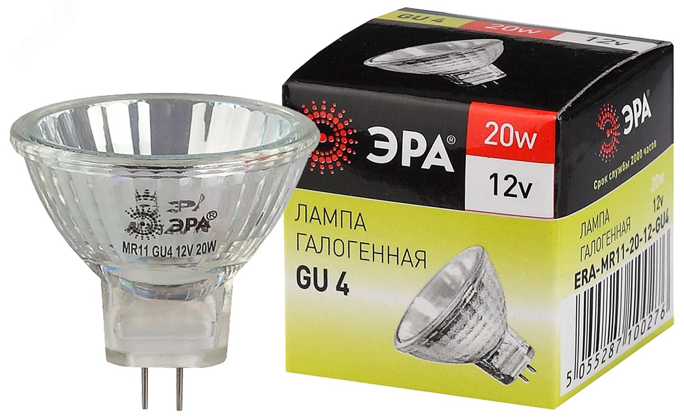 Лампа накаливания галогенная GU4-MR11-20W-12V-30CL (галоген, софит, 20Вт, нейтр, GU4) (10/200/12000)