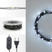 Гирлянда светодиодная Роса с контроллером 20м 200LED белый IP20 230В зеленый провод
