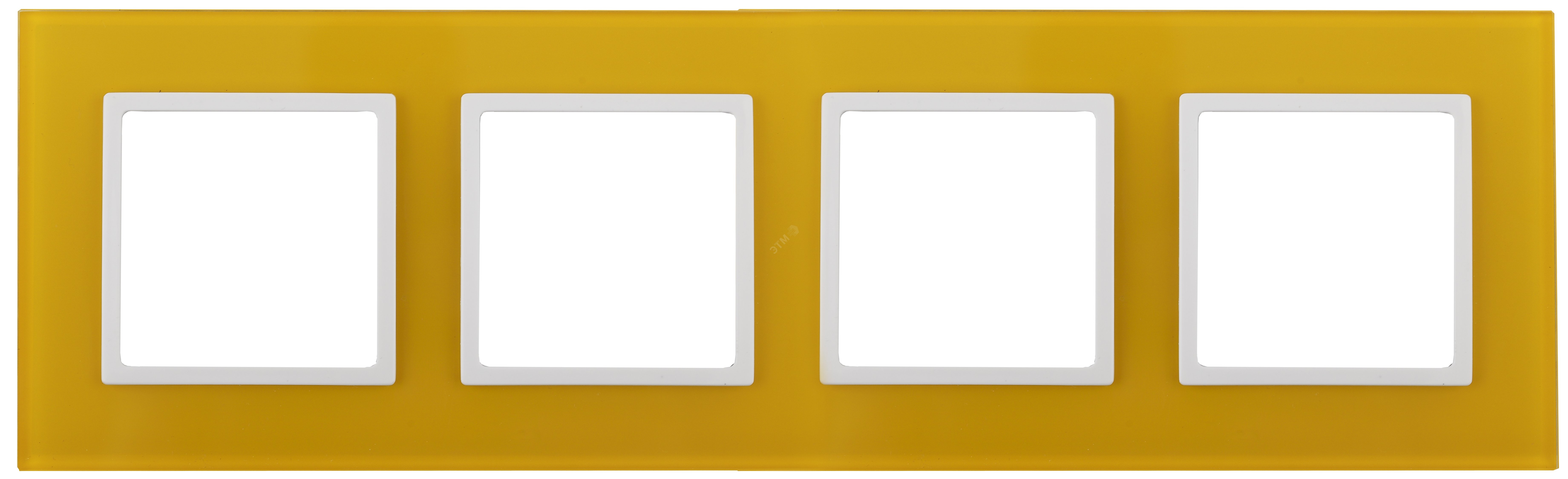 Рамка на 4 поста, стекло, Эра Elegance, жёлтый+бел, 14-5104-21