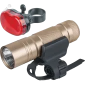 Фонарь светодиодный NPT-B04-5AAA 1LED 1Вт+4LED 0.3Вт велосипедный набор металл+пластик