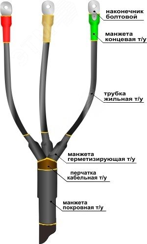 Муфта кабельная концевая 1ПКВ(Н)ТпНнг-LS-3х(16-25) с наконечниками болтовыми
