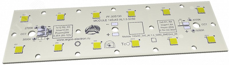 Модуль светодиодный MODULE 145x43 AL1.5 1x12 Refond 5050 CRI70 5000K SMD2x2