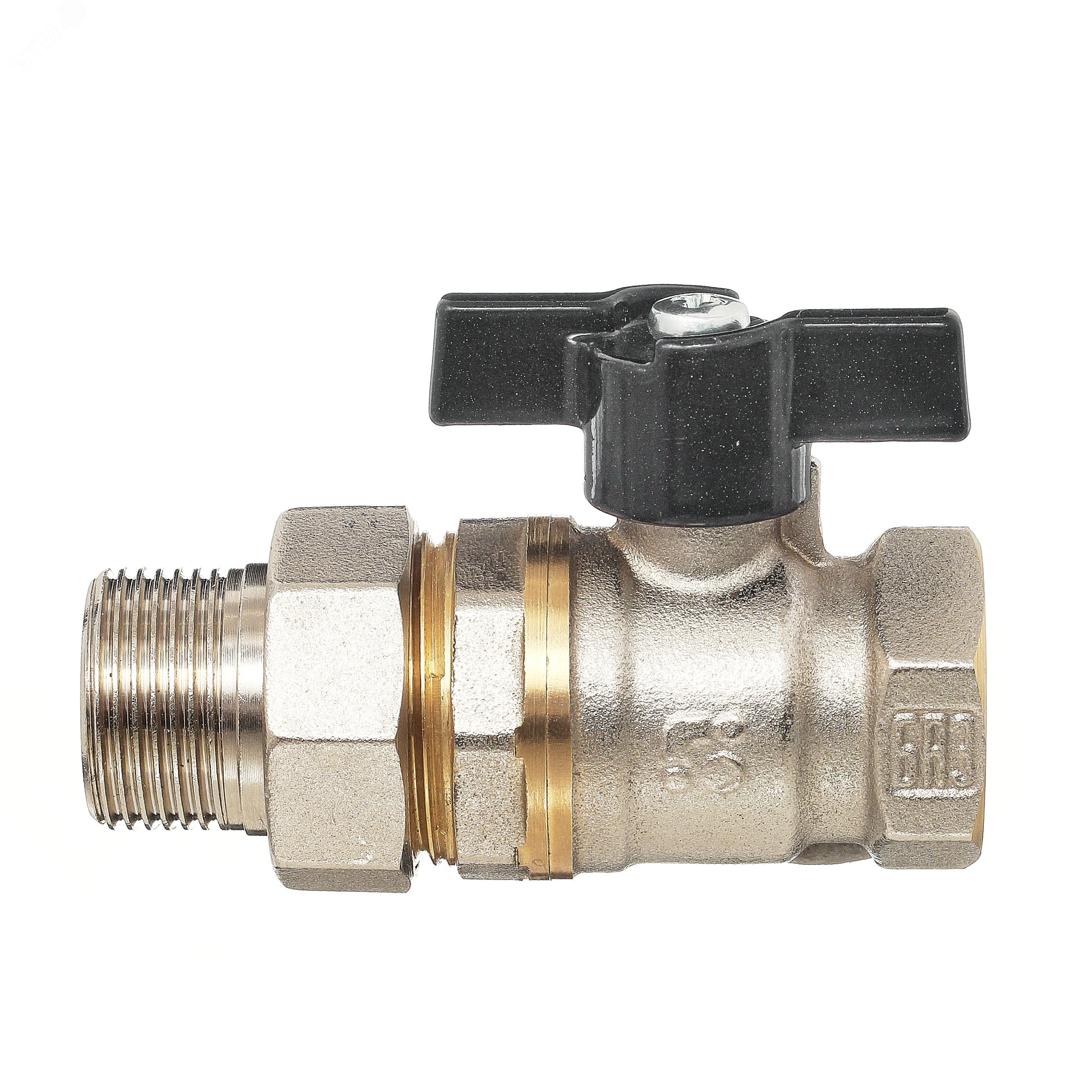 Кран шаровой американка 1/2' А31/1 НГ прямой бабочка никель PN40