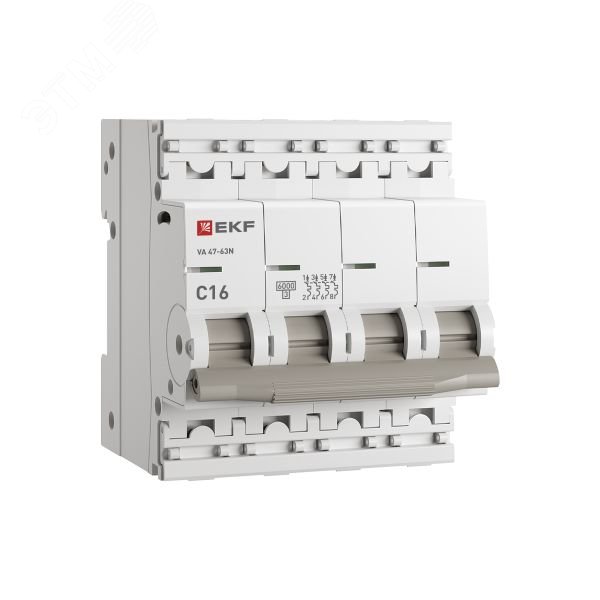 Автоматический выключатель 4P 16А (C) 6кА ВА 47-63N PROxima
