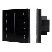 Панель Sens SMART-P17-DIM Black (230V, 4 зоны, 2.4G) (ARL, IP20 Пластик, 5 лет)