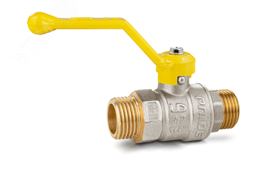 Кран шаровый латунный никелированный 11б27п Ду15 Ру40 (1/2') НР/НР рычаг GAS