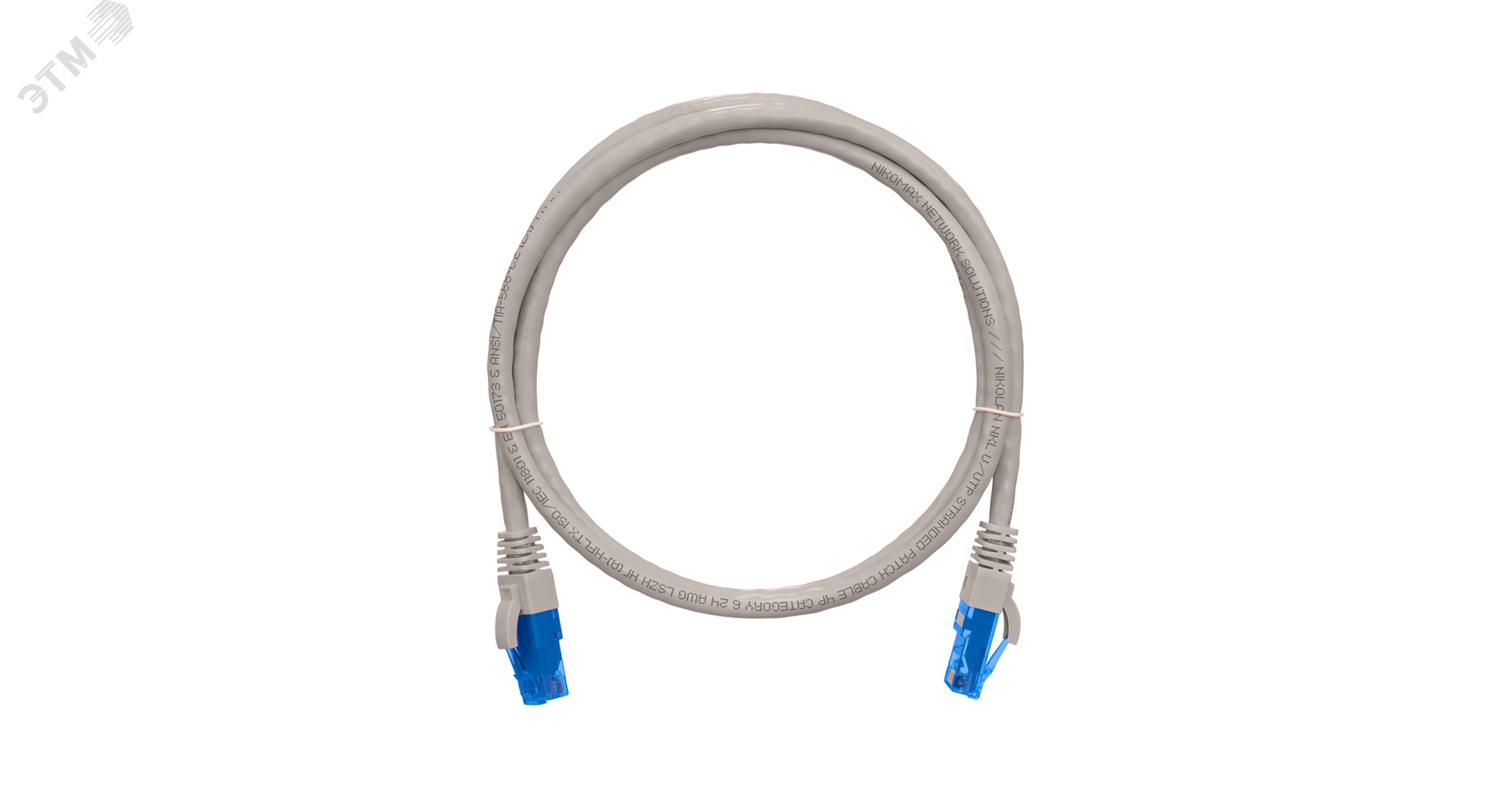 Шнур U/UTP 4 пары Кат.6 2хRJ45/8P8C T568B 7х0205мм PVC серый 75м