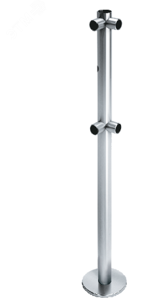 Стойка ограждения L-образная с отверстием под фиксатор 2 муфты, 2 муфты справа