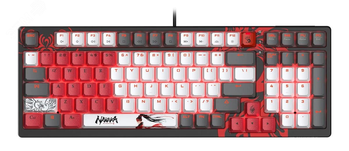 Клавиатура Bloody S98 Naraka, USB, for gamer LED, черный/красный