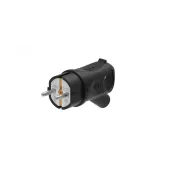 Вилка 2К+З угловая каучуковая 16А/250В IP44 Чёрная MultiSet