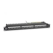 Патч-панель IDC 19' (1U), 24 порта RJ-45, категория 6, полностью экранированная, с задним кабельным организатором